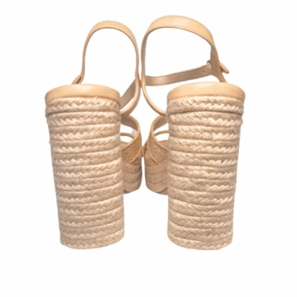 Coach Talina Raffia Strapy Platform Chunky Block Heel Sandal Espadrilles Boho - Picture 6 of 13